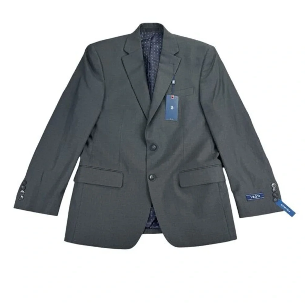 NWT IZOD Charcoal Grey Suit Blazer Jacket Sz 40 R - Picture 2 of 10